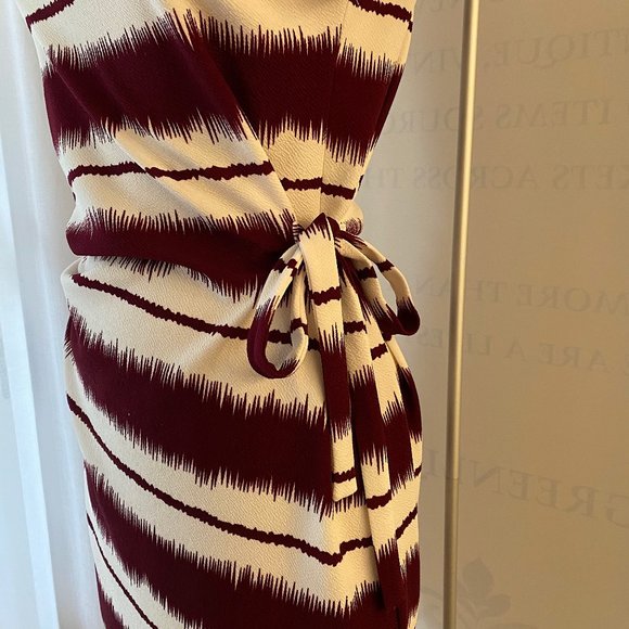 NWOT Willowmore Asymmetrical Burgundy and White Striped Dress - Picture 7 of 16